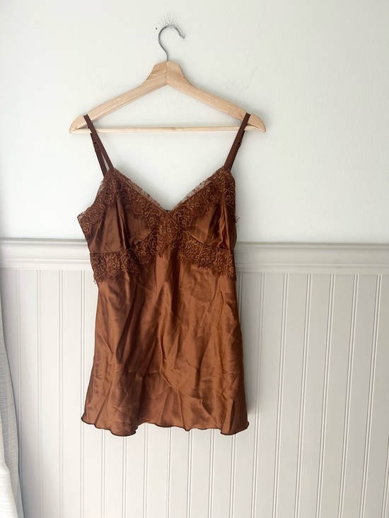 Express Tops - Express Bronze Brown Silk with Lace Trim Camisole
